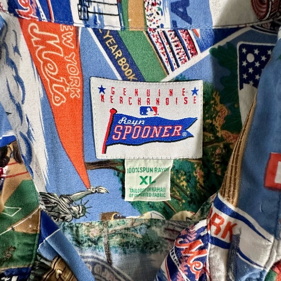 VINTAGE Reyn Spooner New York Mets Shirt Mens XL Blue Hawaiian USA AOP - Picture 6 of 15